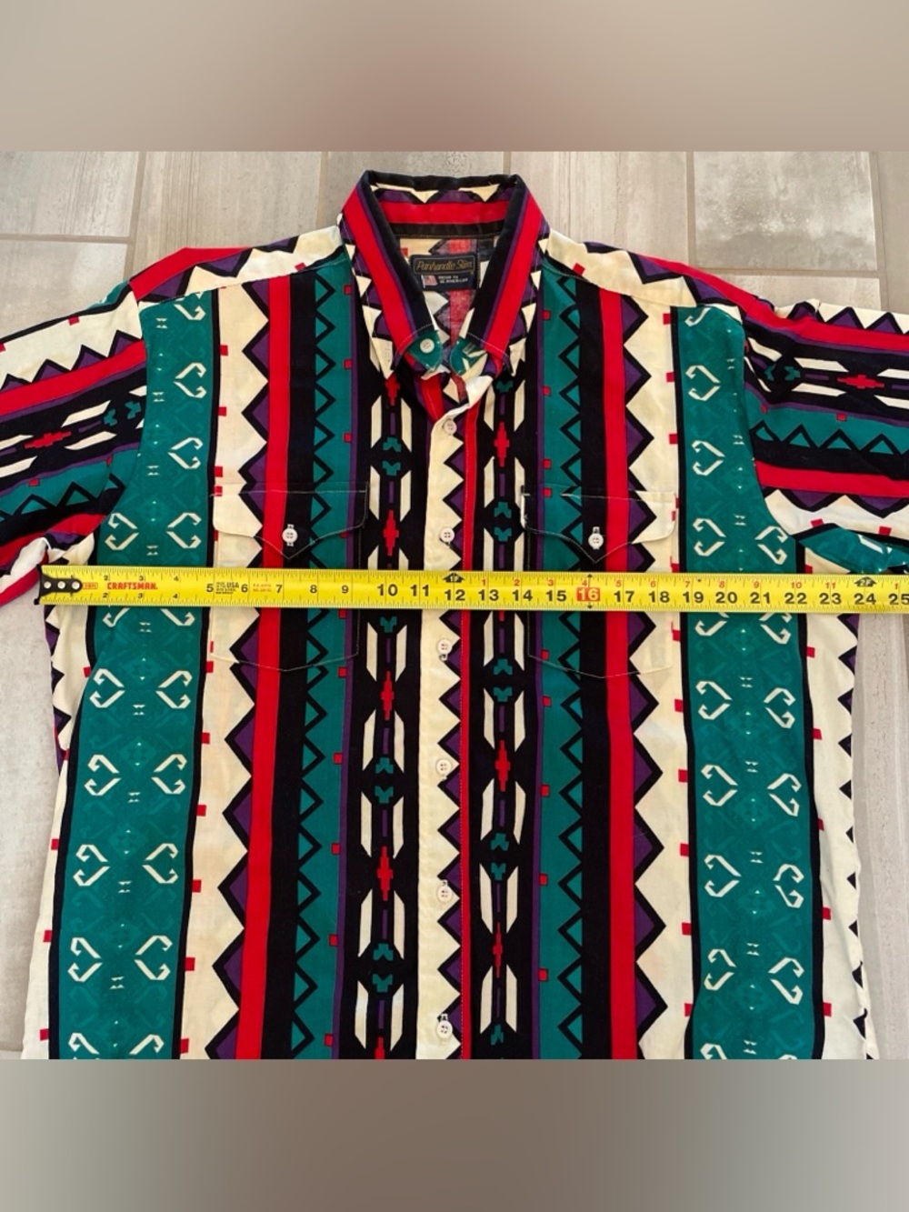VTG Panhandle Slim Western Shirt USA Made Aztec Southwest Multicolor 17 1/2 XL? - Picture 6 of 10